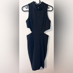 ASOS Black Cutout Bodycon Mini Dress Zip Closure Halter Neck Party Going Out